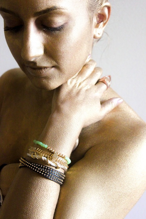 Golden Girl and the bracelets styled by Tiffany Pinero